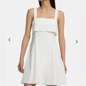 Theory stretch linen drape-back white dress   size4